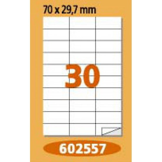 Етикети Laminex, A4, бели, 70 x 29.7 мм, прави ъгли
