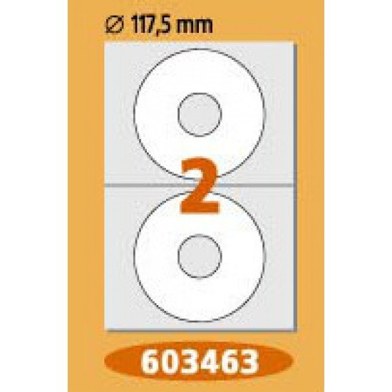 Етикети Laminex, A4, бели, CD 117 мм, прави ъгли Етикети Laminex, A4, бели, CD 117 мм, прави ъгли