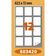 Етикети Laminex, A4, бели, 63.5 x 72 мм, заоблени ъгли