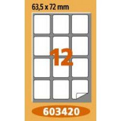 Етикети Laminex, A4, бели, 63.5 x 72 мм, заоблени ъгли