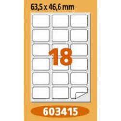 Етикети Laminex, A4, бели, 63.5 x 46.6 мм, заоблени ъгли