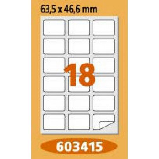 Етикети Laminex, A4, бели, 63.5 x 46.6 мм, заоблени ъгли Етикети Laminex, A4, бели, 63.5 x 46.6 мм, заоблени ъгли