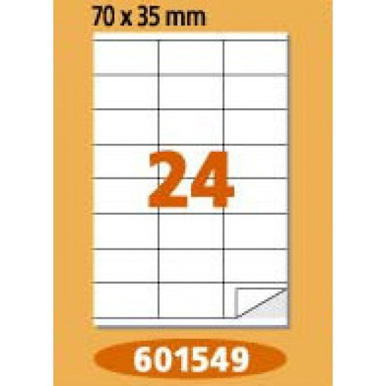 Етикети Laminex, A4, бели, 70 x 35 мм, прави ъгли