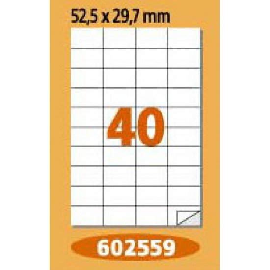 Етикети Laminex, A4, бели, 52.5 x 29.7 мм, прави ъгли