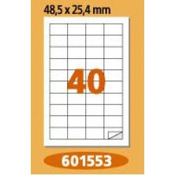 Етикети Laminex, A4, бели, 48.5 x 25.4 мм, прави ъгли
