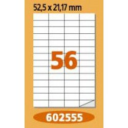 Етикети Laminex, A4, бели, 52.5 x 21.2 мм, прави ъгли