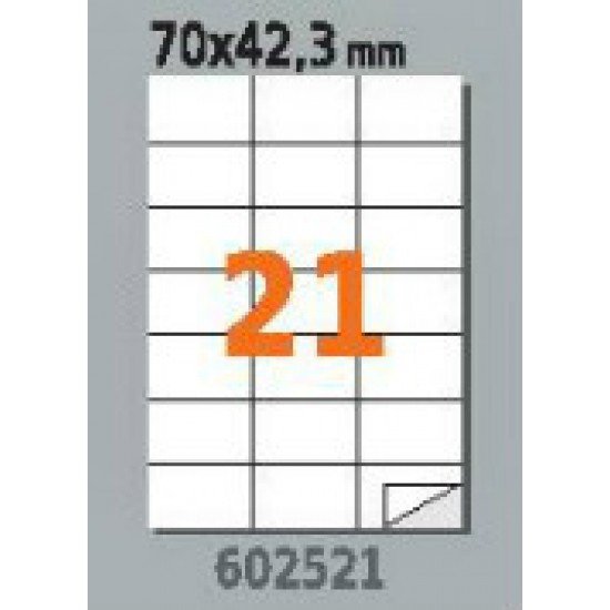 Етикети Laminex, A4, бели, 70 x 42.3 мм, прави ъгли