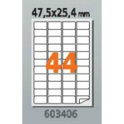 Етикети Laminex, A4, бели, 47.5 x 25.4 мм, заоблени ъгли