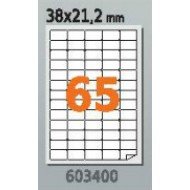 Етикети Laminex, A4, бели, 38.1 x 21.2 мм, прави ъгли